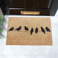 Artsy Mats Birds On Wire Doormat (60 x 40cm) in Brown | Size: 40 cm x 60 cm