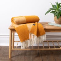 Native Natural Checkerboard Orange Wool Blanket | Size: Large