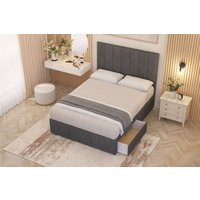 Somnior Austin Plush Velvet Midnight Pocket Sprung Divan Storage Bed with 4 Drawers & Headboard in Charcoal | Size: King