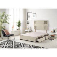 Somnior Flexby Divan Bed Base With 4 Drawers & Headboard Tweed in Natural | Size: Super King