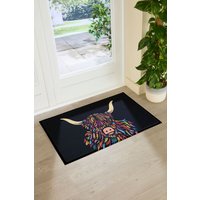 Artsy Mats Highland Cow Colour Indoor Outdoor Doormat | Size: 90 cm x 60 cm