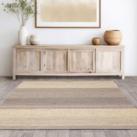 Modern Plain Jute Striped Easy To Clean Area cm x 230 cm