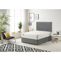 Somnior Platinum Ortho Sprung Memory Foam Mattress with Divan Bed with Headboard Linen Fabric in Dark Grey | Size: King