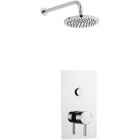 Clifton Chrome Round Push Button Concealed Shower with Fixed Overhead Drencher in Silver
