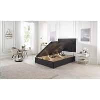 Somnior Flexby Plush Fabric Side Opening Ottoman Bed With Headboard in Silver | Size: King