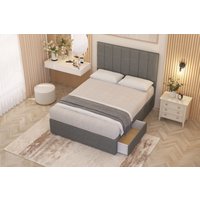 Somnior Austin Linen Fabric Divan Bed Set 2 Drawers with Midnight Pocket Spring Mattress & Headboard in Mid Grey | Size: Super King