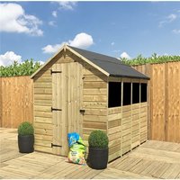 Marlborough 11 x 4 Pressure Treated Low Eaves Apex Garden Shed with Single Door in Natural