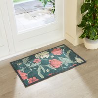 Artsy Mats William Morris Rose Indoor Washable Doormat 80x50cm in Green | Size: 50 cm x 80 cm
