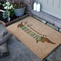 Artsy Mats Welcome Sausage Dog Coir Doormat (90 x 60cm) in Brown | Size: 90 cm x 60 cm
