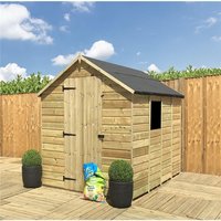 Marlborough 4 x 6 Pressure Treated Low Eaves Apex Garden Shed with Single Door in Natural