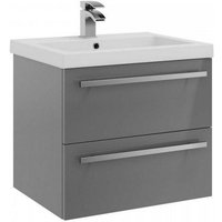 Clifton Grey Gloss2 Drawer Hung Unit withCeramic Basin 60cm Wide