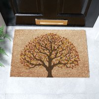 Artsy Mats Autumnal Tree of Life Natural Coir Doormat with Non-Slip Backing 60x40cm | Size: 40 cm x 60 cm