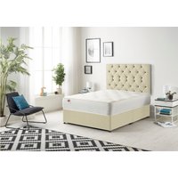 Somnior Premier Divan Bed with 24Cm Deep Mattress & Headboard In Linen Fabric in Cream | Size: Small Single