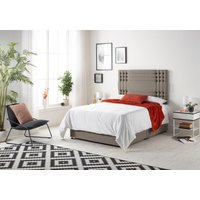 Somnior Flexby Sprung Memory Foam 2 Drawer Divan Bed with Upholstered Headboard Tweed Fabric in Brown | Size: Double
