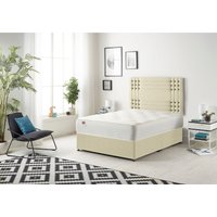 Somnior Flexby Linen Fabric Divan Bed with Orthopeadic Sprung Memory Foam Mattress & Headboard in Cream | Size: Double