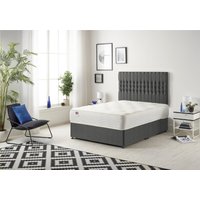 Somnior Galaxy Sprung Memory Foam Divan Bed with Headboard In Tweed Fabric in Charcoal | Size: Small Single