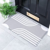Artsy Mats Grey Abstract Lines Indoor & Outdoor Doormat - 70x40cm | Size: 40 cm x 70 cm
