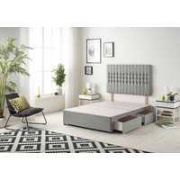 Somnior Galaxy Divan Bed Base With 4 Drawers & Headboard Tweed in Grey | Size: Super King