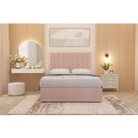 Somnior Alexas Plush Velvet Divan Bed Set with Midnight Pocket Sprung Mattress & Headboard in Pink | Size: Double