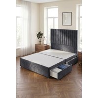 Somnior Eleanor Divan Bed 2 Drawers & 54" Floor Standing Headboard Velvet in Charcoal | Size: Super King