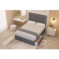 Somnior Austin Plush Velvet Divan Bed Set 2 Drawers with Midnight Pocket Spring Mattress & Headboard in Silver | Size: Small Single