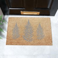 Artsy Mats Grey Fern Leaves Pattern Doormat in Black | Size: 40 cm x 60 cm