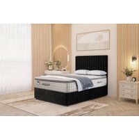Somnior Eleanor Plush Divan Bed Set with Pillowtop Mattress & 54" Headboard in Black | Size: Single