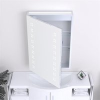 Clifton 70cm Rectangular LED (Dots) Bathroom Mirror Cabinet in Natural