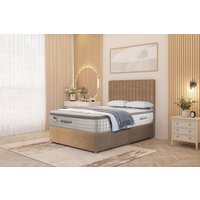 Somnior Eleanor Plush Divan Bed Set with Pillowtop Mattress & 54" Headboard in Beige | Size: Super King
