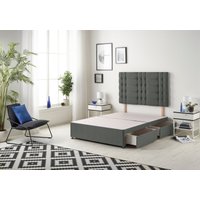 Somnior Bliss Divan Bed Base With 4 Drawers & Headboard Linen in Dark Grey | Size: King