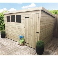 Marlborough 10 x 6 Pressure Treated Pent Garden Shed with Single Door in Natural