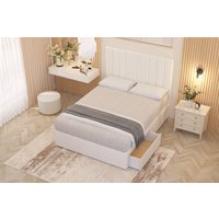Somnior Alexas Plush Velvet 2 Drawer Divan Bed Set with Midnight Pocket Sprung Mattress & Headboard in White | Size: Small Double