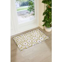 Artsy Mats Green & Cream Flower Doormat | Size: 90 cm x 60 cm