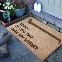 Artsy Mats Sorry If You Trip Over My Wiener Doormat (90 x 60cm) in Brown | Size: 90 cm x 60 cm