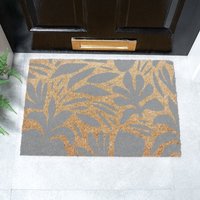 Artsy Mats Grey Abstract Leaf Pattern Doormat | Size: 40 cm x 60 cm