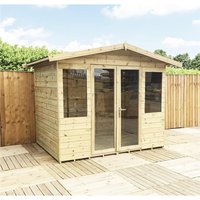 Marlborough 8 x 5 Pressure Treated Apex Summerhouse with Short Windows in Natural