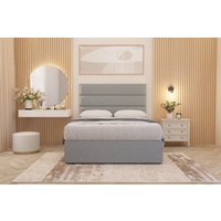 Somnior Chambery Linen Fabric Hybrid Pocket Sprung Orthopaedic Divan Bed Set with Upholstered Headboard in Light Grey | Size: Super King