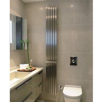 Clifton Vertical Bathroom Flat Radiator 1500mm (H) x 240mm (W) in Metallic Silver
