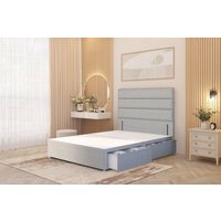 Somnior Chambery Divan Bed Frame 2 Drawers with Floor Standing Headboard Linen in Light Grey | Size: Single