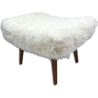 Native Natural Shearling Sheepskin White Footstool