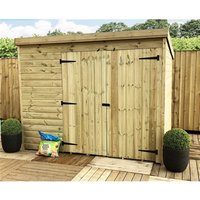 Marlborough 8 x 6 Pressure Treated Pent Garden Shed with Double Doors in Natural