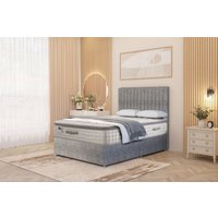 Somnior Eleanor Tweed Divan Bed Set with Pillowtop Mattress & 54" Headboard in Grey | Size: Double
