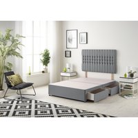 Somnior Galaxy Divan Bed Base With 4 Drawers & Headboard Plush in Charcoal | Size: Double