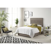 Somnior Galaxy Sprung Memory Foam 2 Drawer Divan Bed with Upholstered Headboard Tweed Fabric in Brown | Size: Double