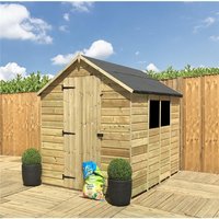 Marlborough 8 x 4 Pressure Treated Low Eaves Apex Garden Shed with Single Door in Natural