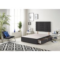 Somnior Bliss Divan Bed Base With 4 Drawers & Headboard Plush in Black | Size: Small Double
