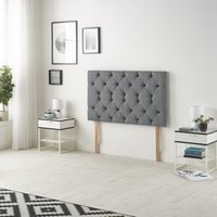 Somnior Premier Plush Velvet 32" Upholstered Divan Bed Headboard in Dark Grey | Size: Small Double