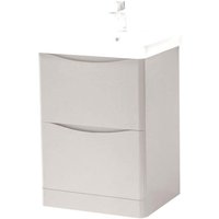 Clifton CashmereBathroom Standing 2-Drawer Unit with Basin 60cm Wide in Pale Grey