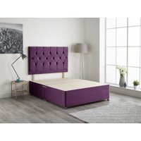 Somnior Ziggy Divan Bed Base with Headboard Plush Velvet in Purple | Size: Double
