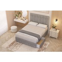 Somnior Austin Tweed Fabric Divan Bed Set 2 Drawers with Midnight Pocket Spring Mattress & Headboard in Grey | Size: King